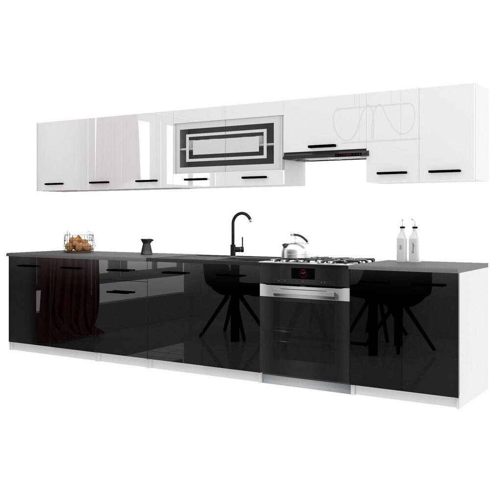 B BELINI GROUP KUCHYŇSKÁ LINKA Italia 3 320 cm, s pracovními deskami, Bílo-černá