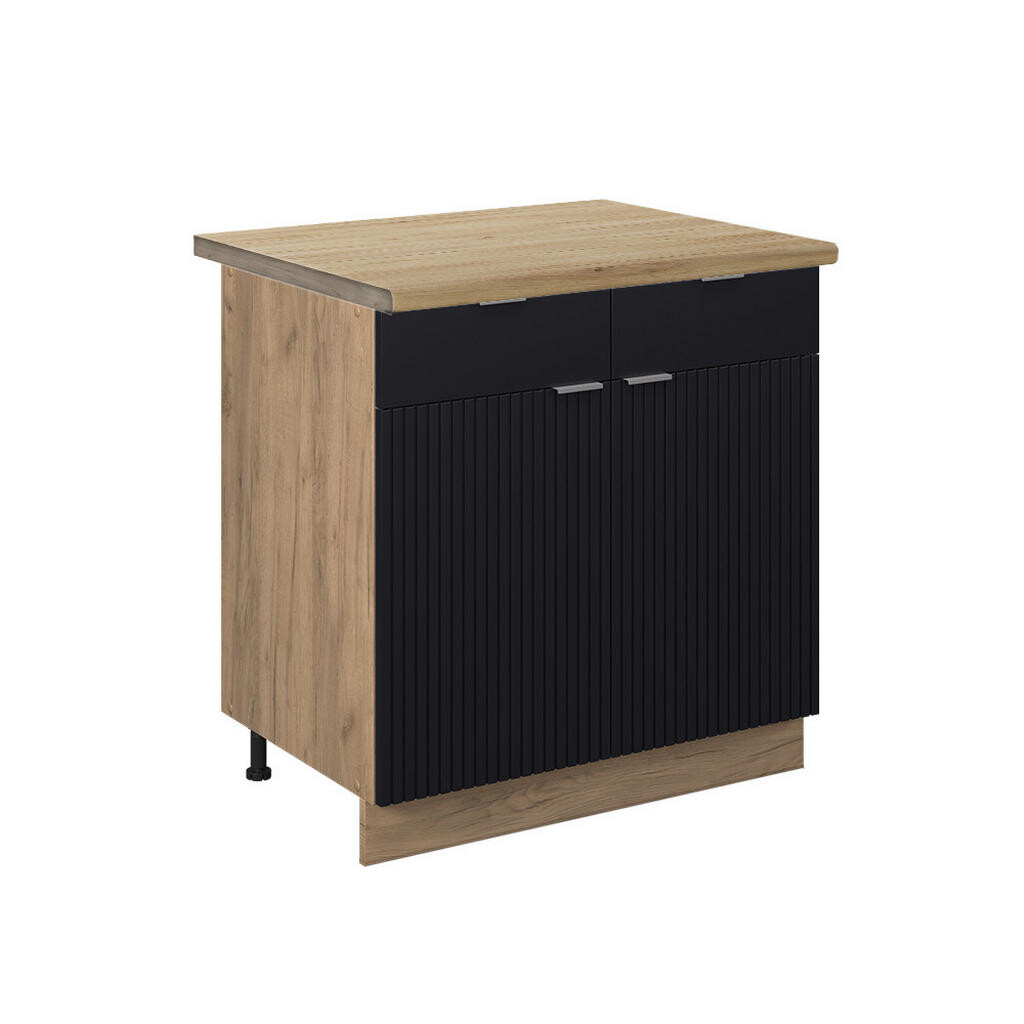 Vicco SPODNÍ SKŘÍŇKA KUCHYŇSKÉ LINKY Fame-Line Černý pruhovaný 80 cm , PD Dub
