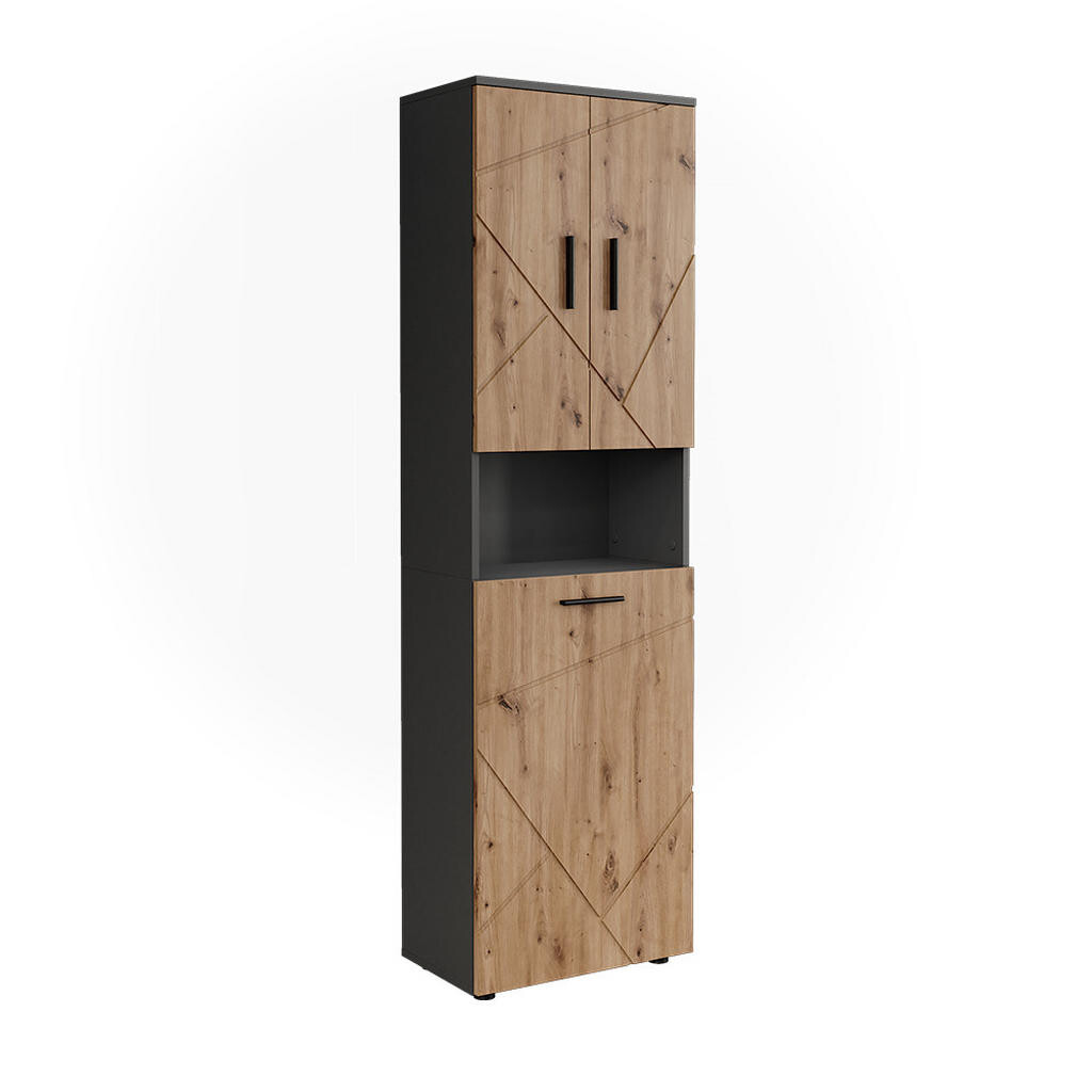 Vicco VYSOKÉ SKŘÍŇKY Irma, Antracit/Zlatý mocný dub, 50 x 172 cm se 3 dveřmi