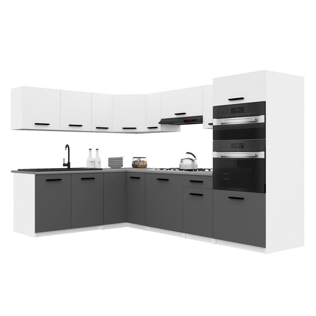 B BELINI GROUP KUCHYŇSKÁ LINKA Italia 8 420 cm , s pracovními deskami, Bílo-šedá matná