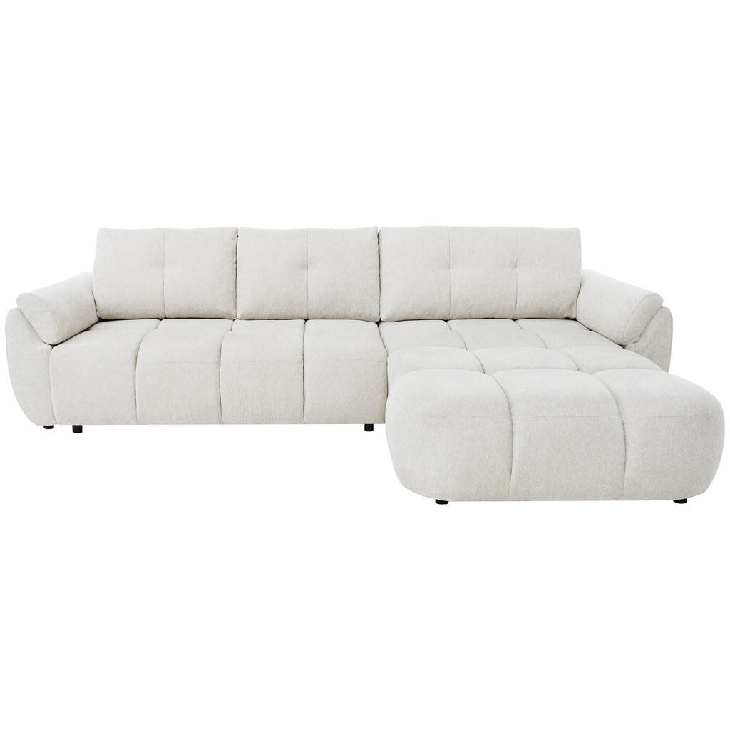Beautysofa ROHOVÁ POHOVKA Massimo, univerzální rohová rozkládací pohovka 280 cm s funkcí spaní a úložným prostorem, krémová