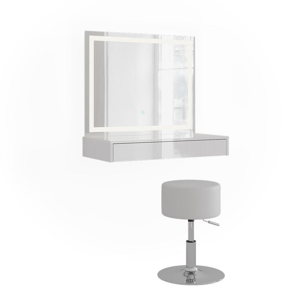 Vicco TOALETNÍ STOLEK Sherry, Bílá/Bílá vysoký lesk, 80 cm 3 díly