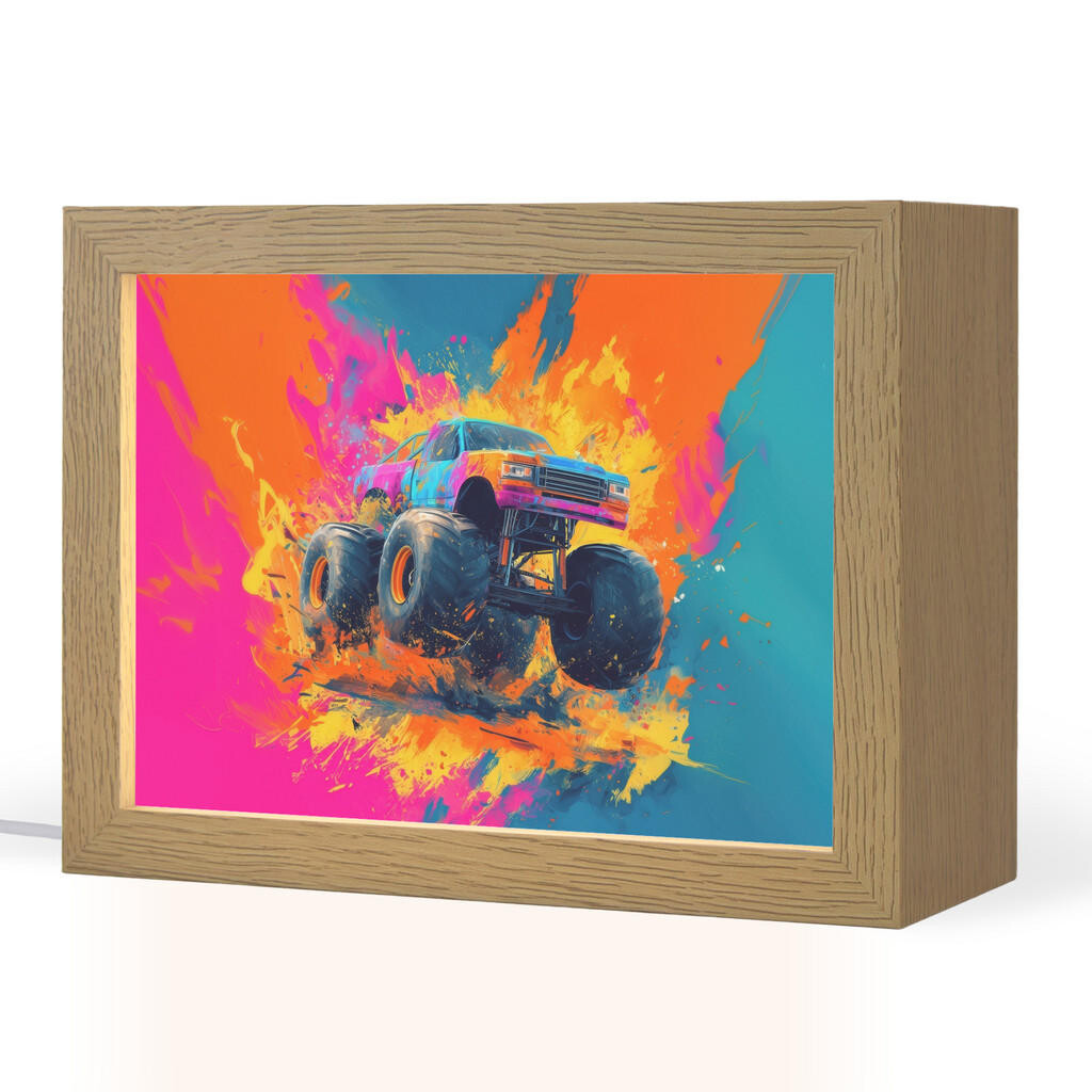 OnlyWow NOČNÍ LAMPIČKA Monster truck - Abstraktní - Stříkající barva - Barevné 20x15 cm
