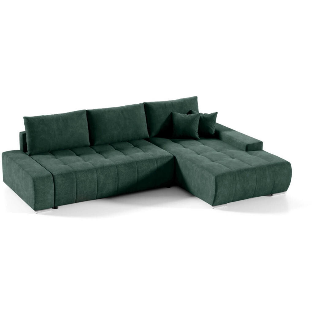 Beautysofa ROHOVÁ rozkládací pohovka Draco L zelená, pravá, velurová látka