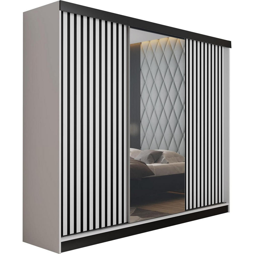 Kier Furniture POSUVNÁ ŠATNÍ SKŘÍŇ MALANI - Bílá 200x205x59cm