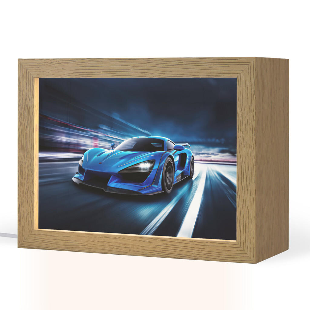 OnlyWow NOČNÍ LAMPIČKA Auto - Modrá - Chlapci - Dítě 20x15 cm