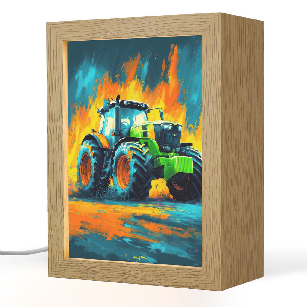 OnlyWow NOČNÍ LAMPIČKA Abstrakt - Traktor - Zelený 15x20 cm