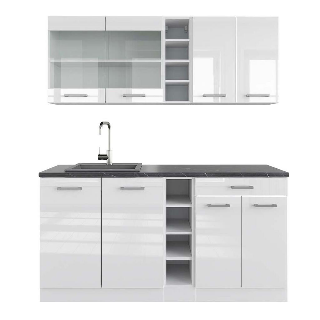 Vicco JEDNOTKOVÁ KUCHYNĚ R-Line Bílá vysoký lesk/bílá 160 cm , PD Antracit