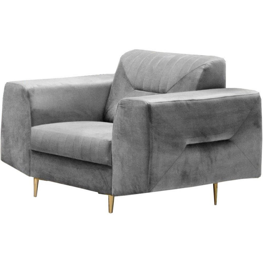 Beautysofa KŘESLO Venezia světle šedé se zlatými nohami