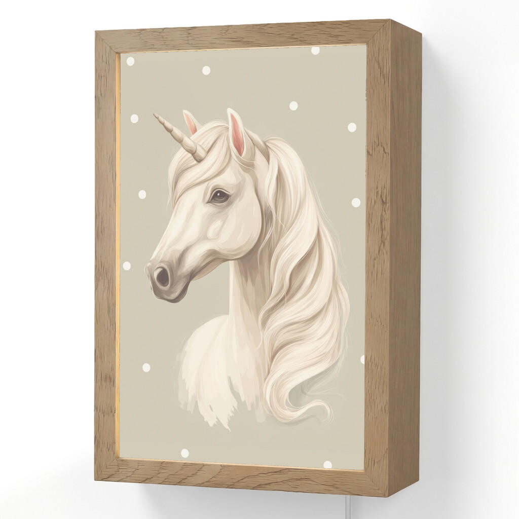 OnlyWow NÁSTĚNNÁ LAMPA Jednorožec - bílý - tečky 20x30 cm