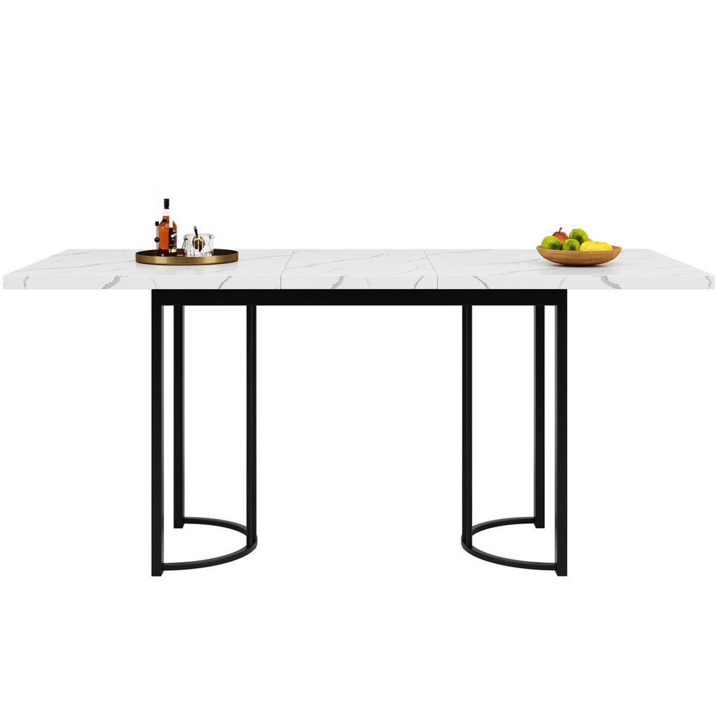 OKWISH JÍDELNÍ stůl 140-179,5/80/75,5 cm černá/bílá z MDF a kovu rozkládací