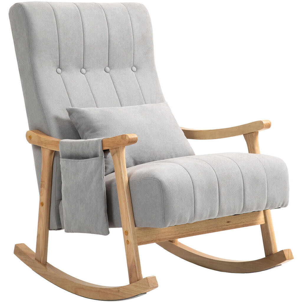 Redom HOUPACÍ křeslo 65/90/98 cm s bederním polštářem, boční kapsou a polyesterovým potahem, Šedá