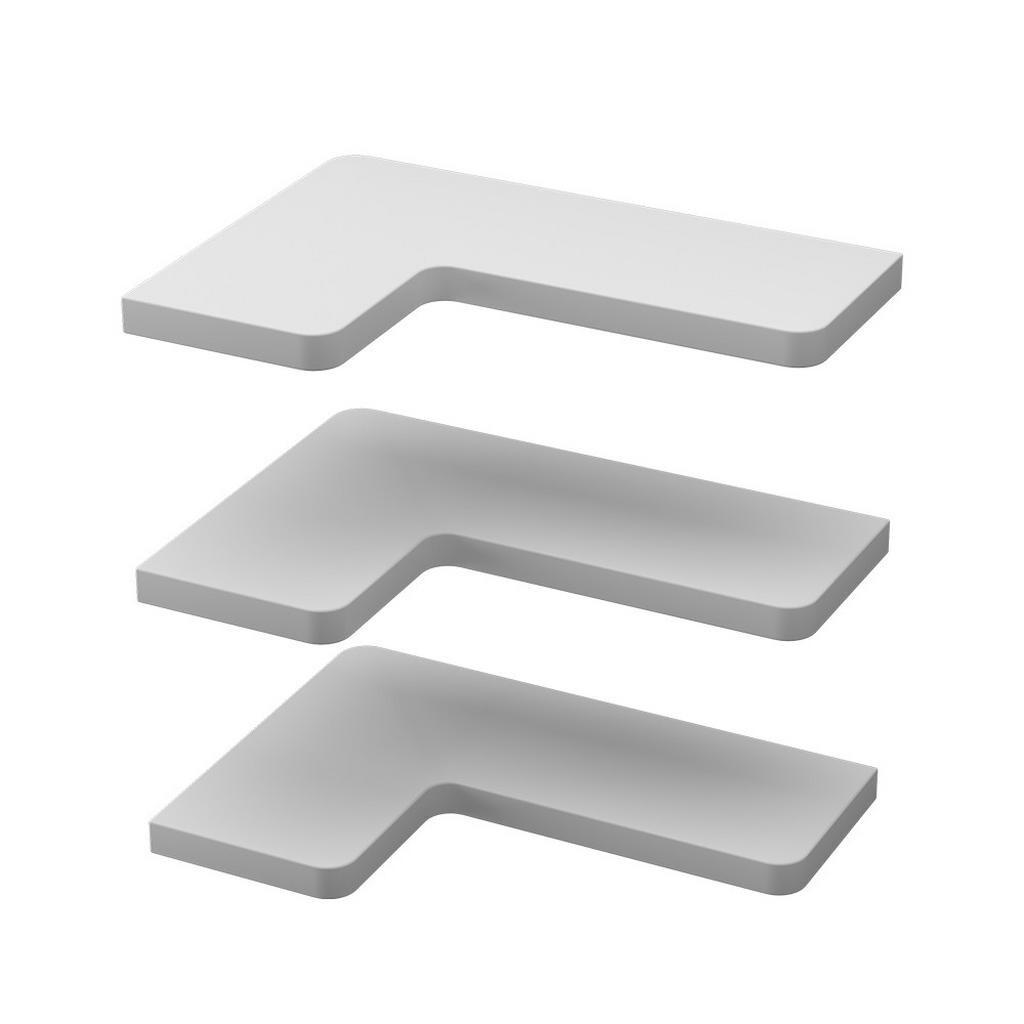 Vicco ROHOVÁ POLICE Curva Bílá 40.5 x 2.5 cm Sada 3 kusů