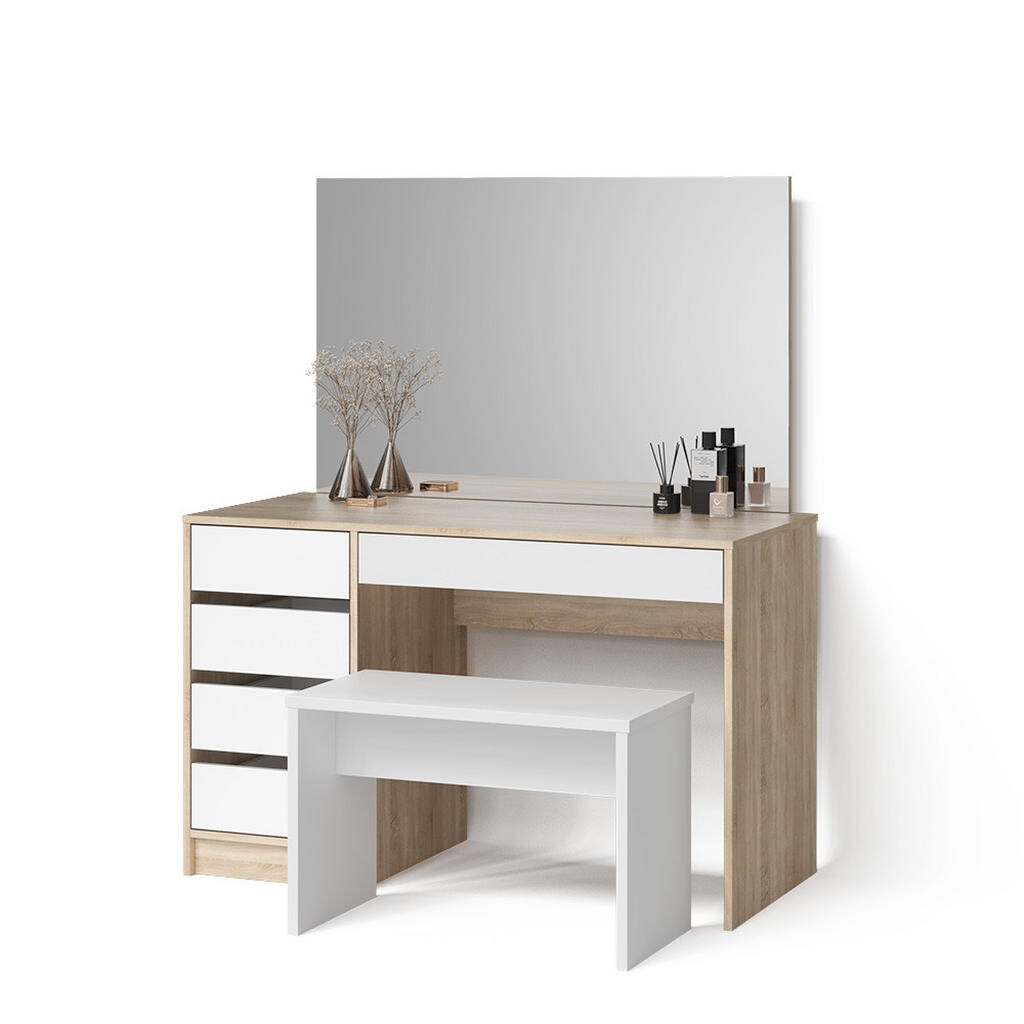 Livinity® TOALETNÍ STOLEK Imola Bílá/Sonoma 120 cm s lavičkou