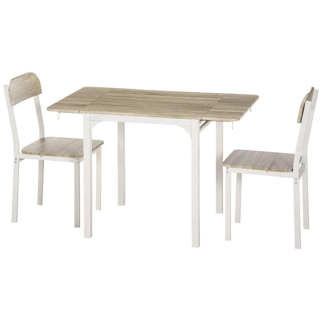 HOMCOM JÍDELNÍ SADA, MDF, ocel, přírodní + bílá