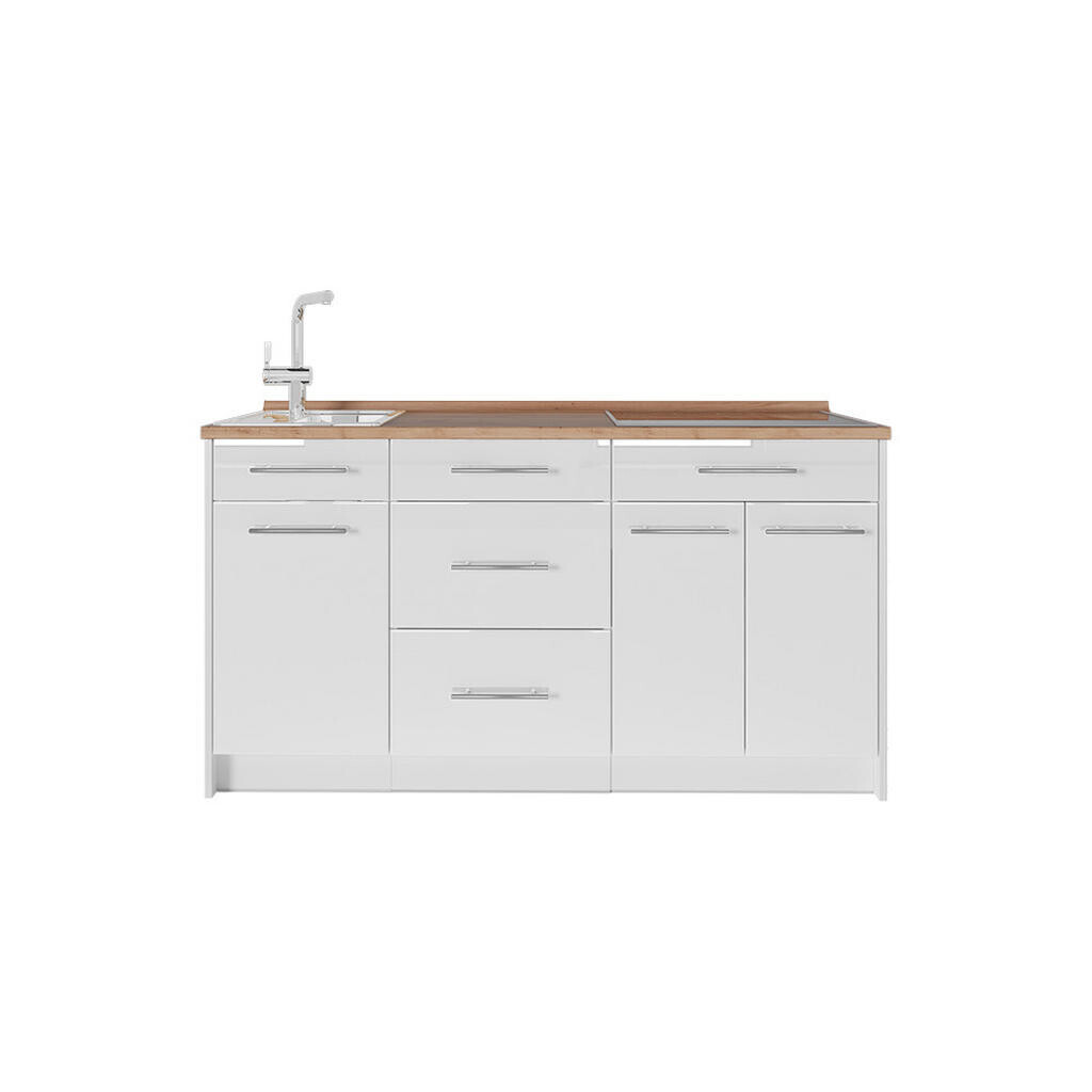 Vicco KUCHYŇSKÝ BLOK Fame-Line, Bílá vysoký lesk/Bílá, 150 cm, PD Dub