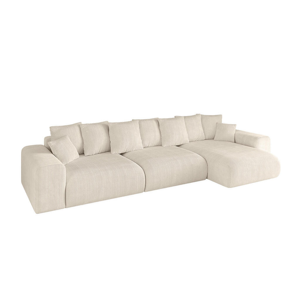 ALTDECOR ROHOVÁ SEDACÍ SOUPRAVA s otomanem vpravo ESKAR-L2 364x176x72 šedohnědý manšestr