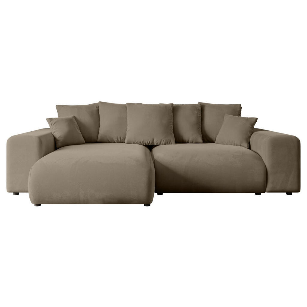 ALTDECOR ROHOVÁ SEDAČKA, otoman vlevo ESKAR-L 266x176x72 hnědý velur