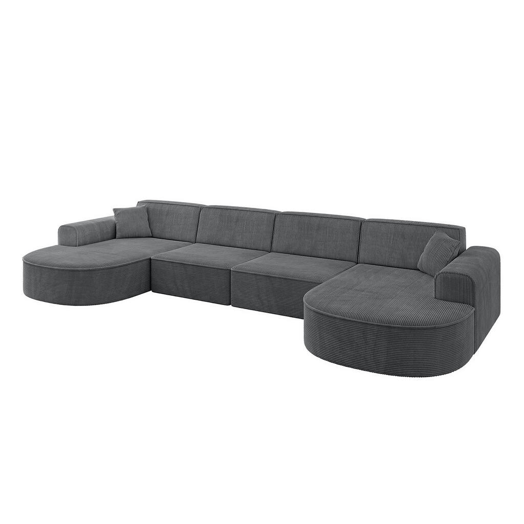 ALTDECOR SEDACÍ SOUPRAVA MARI-U2 – 388 x 171 x 79 cm, tmavě šedý manšestr