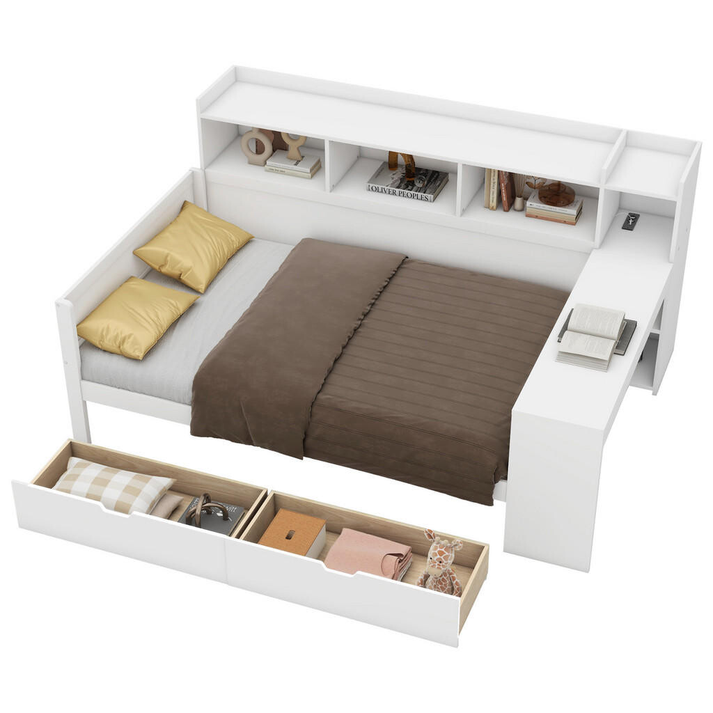FLIEKS ROZKLÁDACÍ POHOVKA 90x200cm DTD Stůl USB Bílá