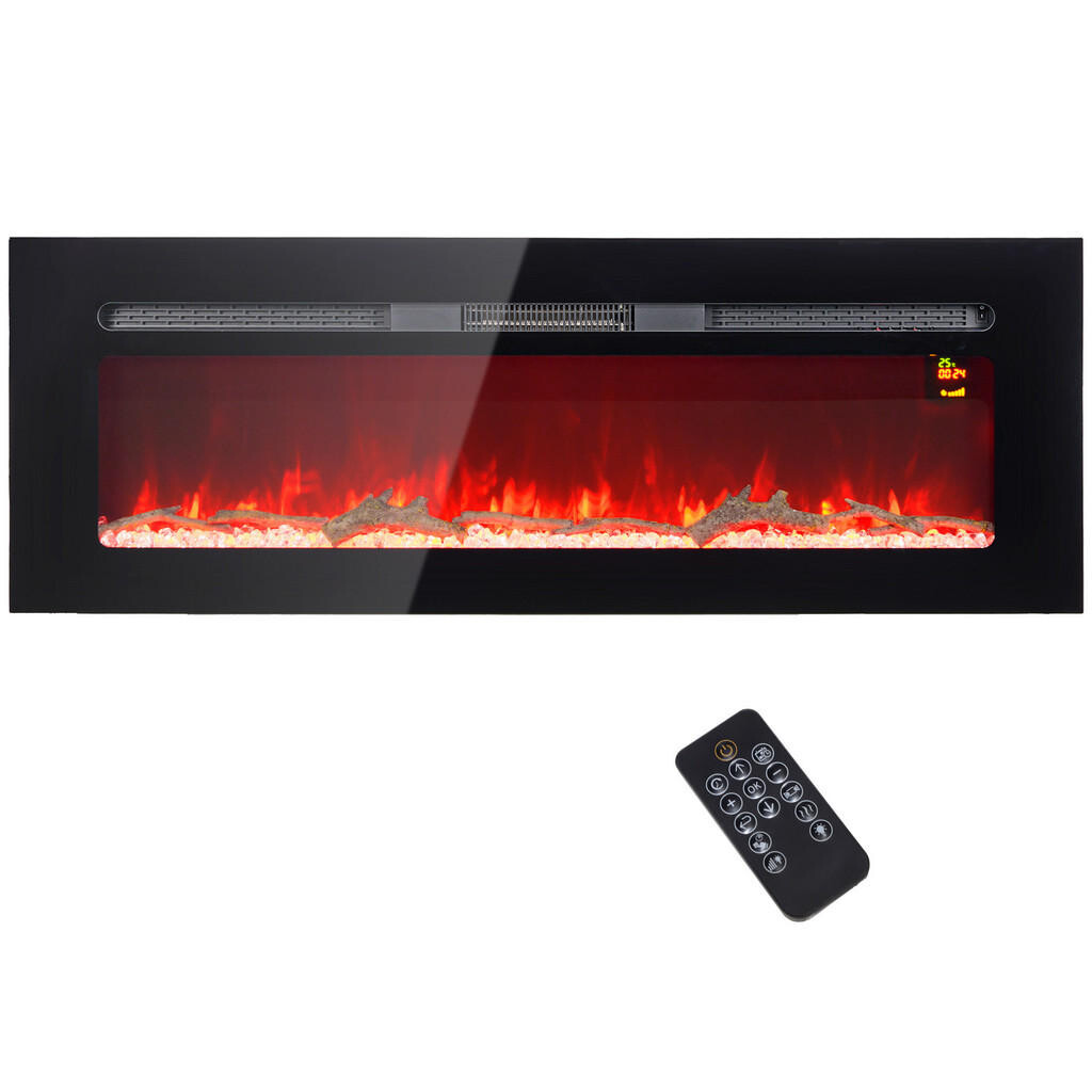 HOMCOM ELEKTRICKÝ KRB s LED 3D efektem plamenů a krystaly ve 3 barvách 1800 W
