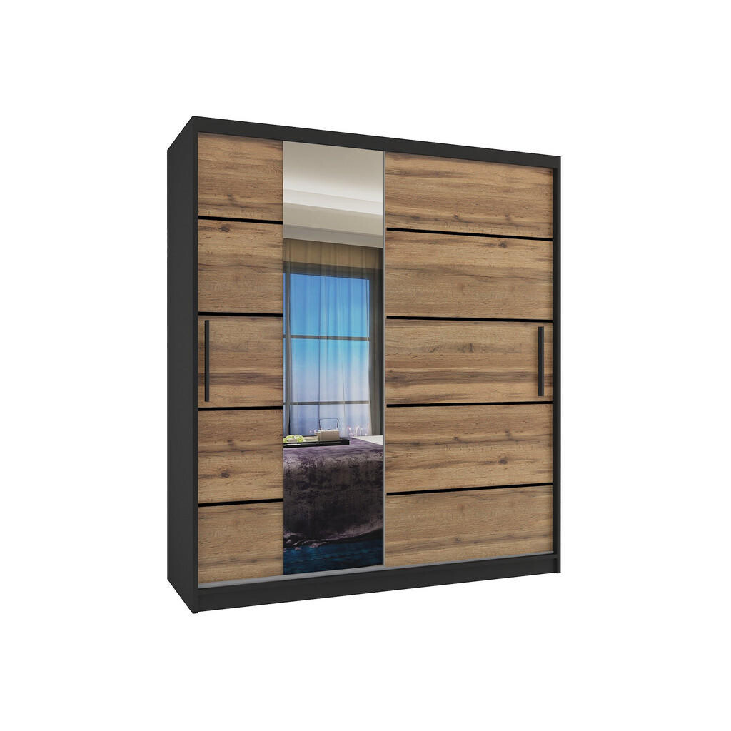 B BELINI GROUP POSUVNÁ SKŘÍŇ Verona MBP, Černá/Zlatohnědá Mat, 133 cm, se zrcadlem