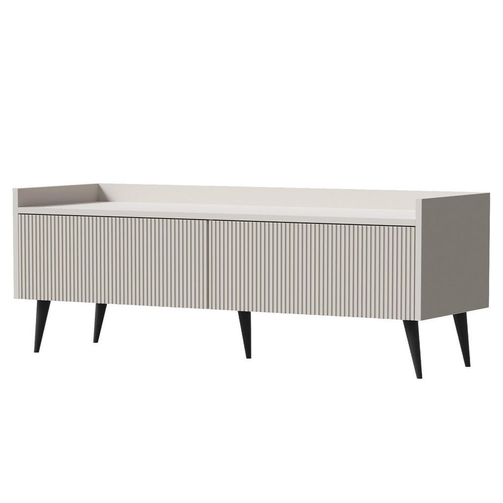 Beautysofa NÍZKÁ KOMODA Amfali se 2 výklopnými dvířky, drážkovaná čela, systém Push-to-open, kovové nohy, 120 cm, kašmír