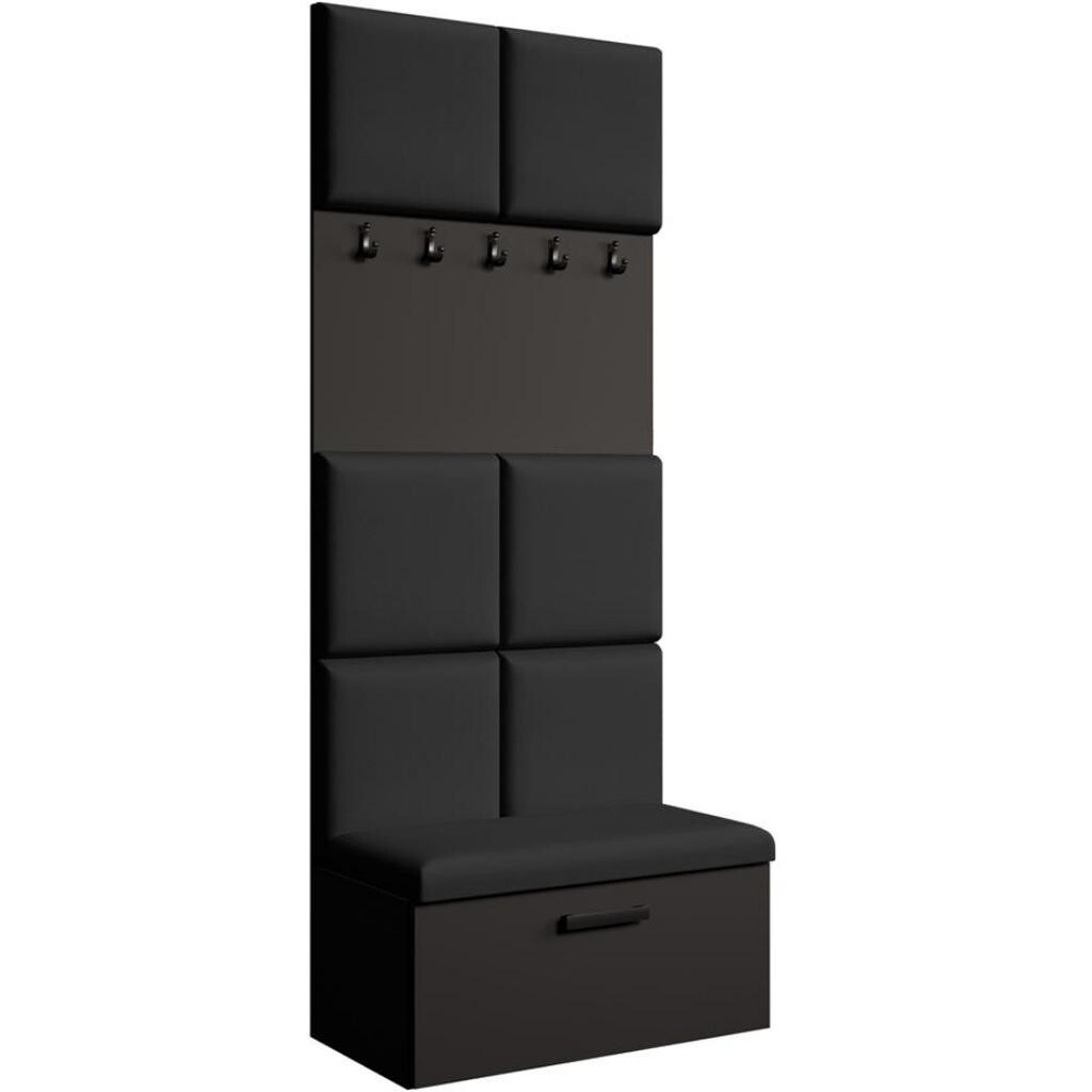 Beautysofa PŘEDSÍŇOVÁ sestava Margaret I 81/203/43 s čalouněnými panely, černá|dub artisan