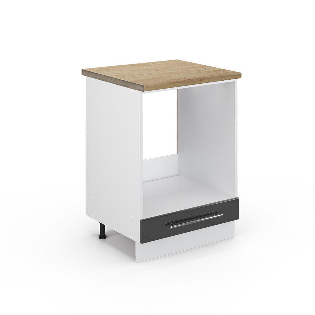 Vicco SKŘÍŇKA NA VESTAVĚNOU TROUBU Fame-Line Antracitový vysoký lesk 60 cm , PD Dub