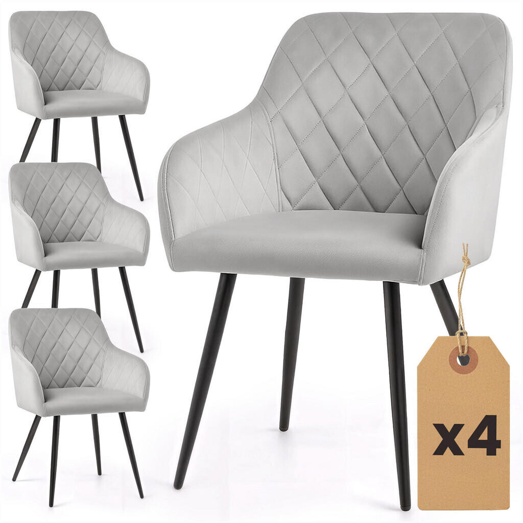 RAUMHIRSCH FURNITURE ČALOUNĚNÁ ŽIDLE, sada 4 ks, kovové nohy šedé, černá 54,5/82/58