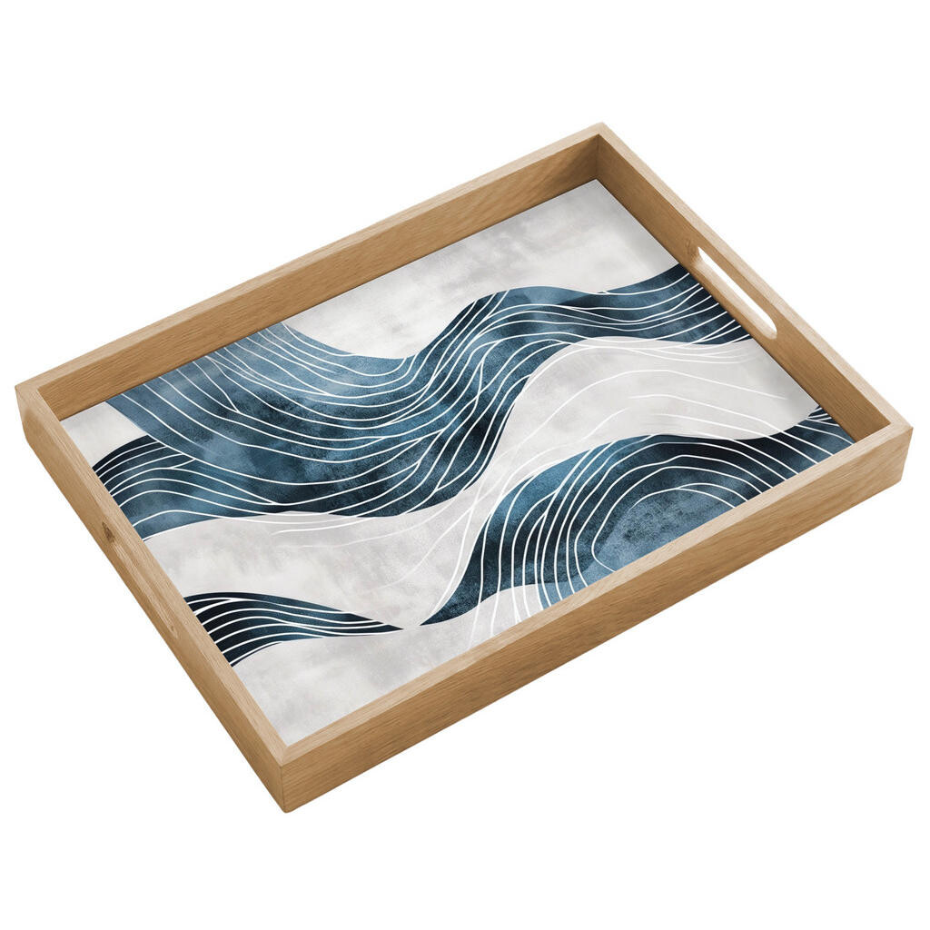 OnlyWow SERVÍROVACÍ PODNOS Čáry - vlny - abstraktní - šedá 50x35 cm