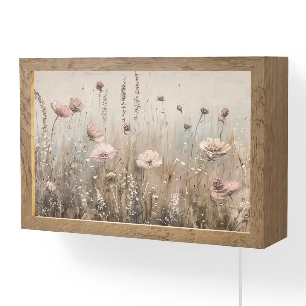 OnlyWow NÁSTĚNNÁ LAMPA Květiny - růžová - moderní - béžová 30x20 cm