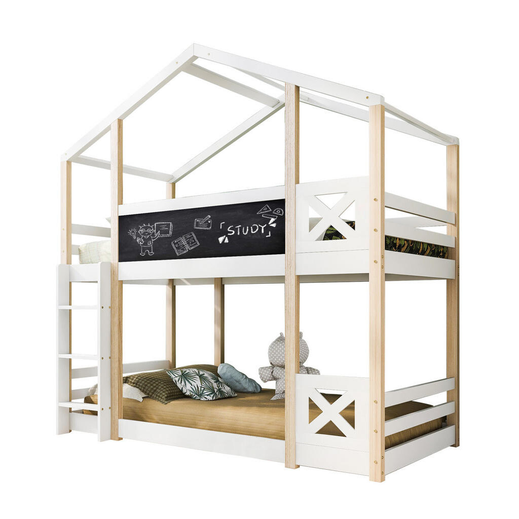 OKWISH PATROVÁ postel Treehouse 90/200 cm s žebříkem v bílé barvě