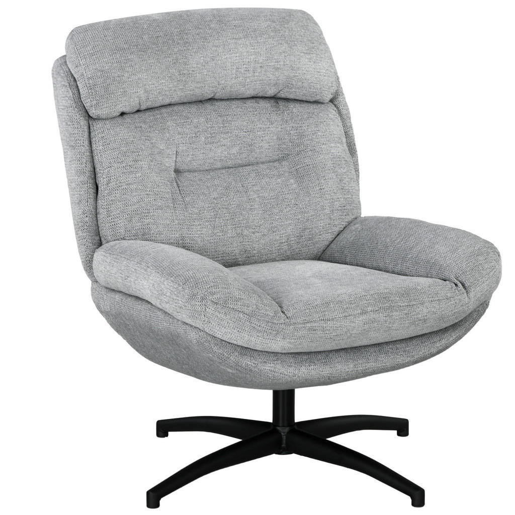 OKWISH OTOČNÉ křeslo 91/79/98 cm šedé z polyesteru s 360° otáčením a područkami