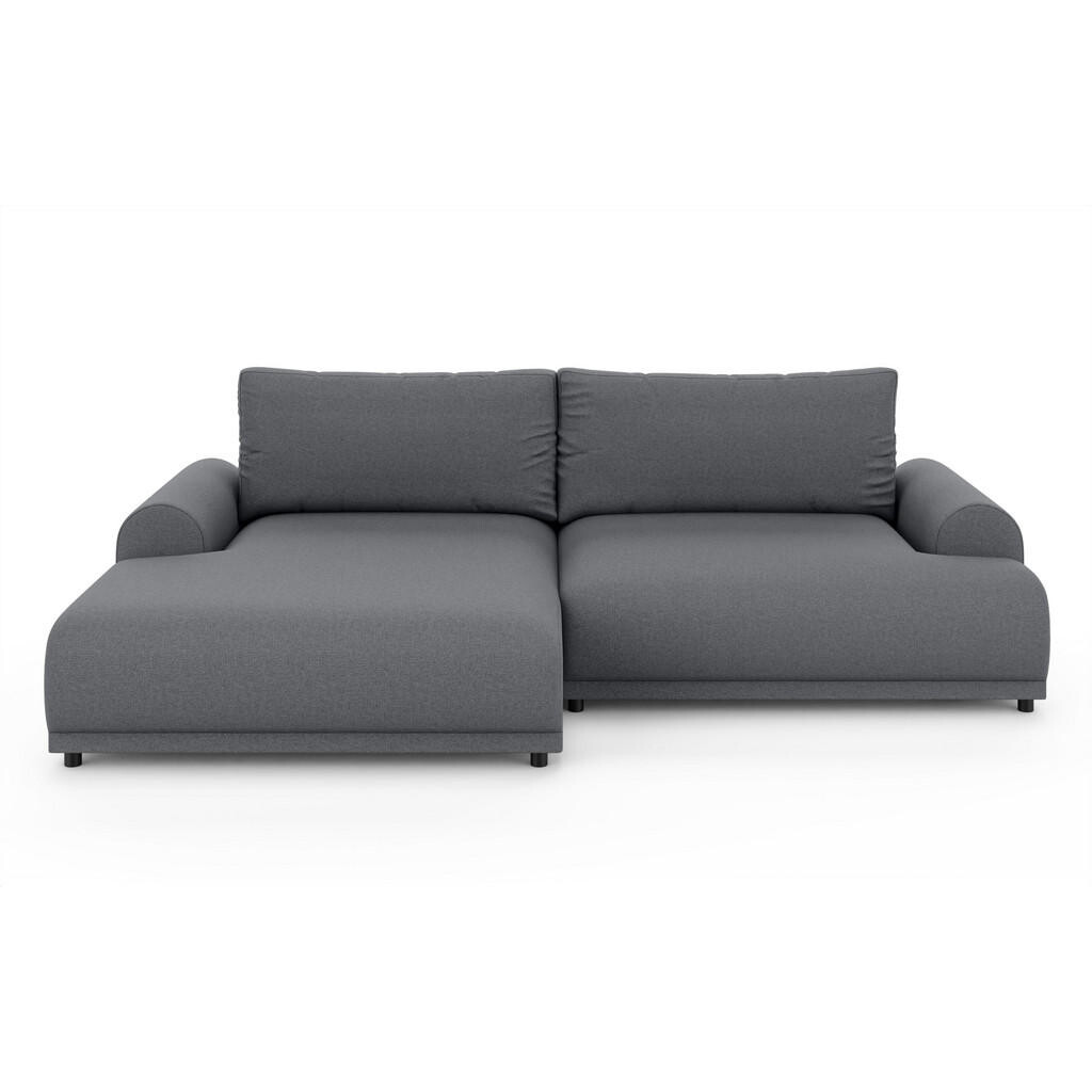 luma-home ROHOVÁ POHOVKA s funkcí rozkládání, úložný prostor, extra široký otoman vlevo, Š240/H145/V81 cm, strukturovaná látka tmavě šedá / 21034