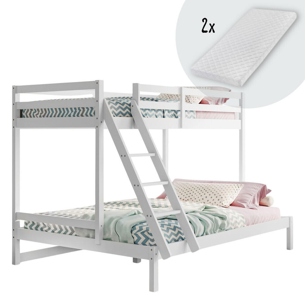 Kids Collective VYVÝŠENÁ postel 90x200 + lůžko 140x200 se 2 matracemi, bílá