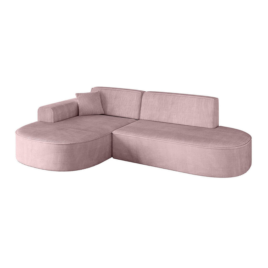 ALTDECOR ROHOVÁ SEDACÍ SOUPRAVA s otomanem vlevo MARI-L1 – 243 x 171 x 79 cm, růžový manšestr