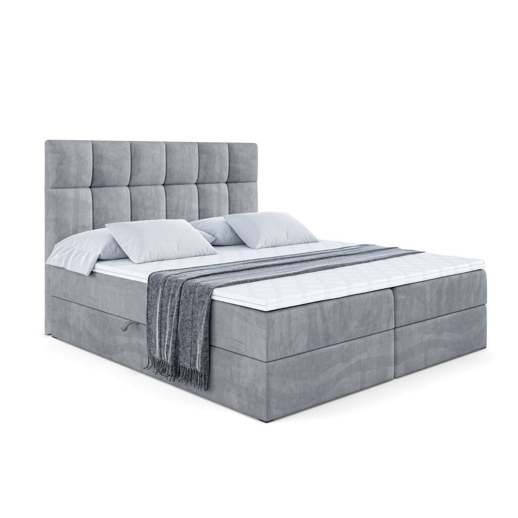 ALTDECOR AMERICKÁ postel s matrací H4 a lamelovým roštem – RICAR – 160x200 šedá