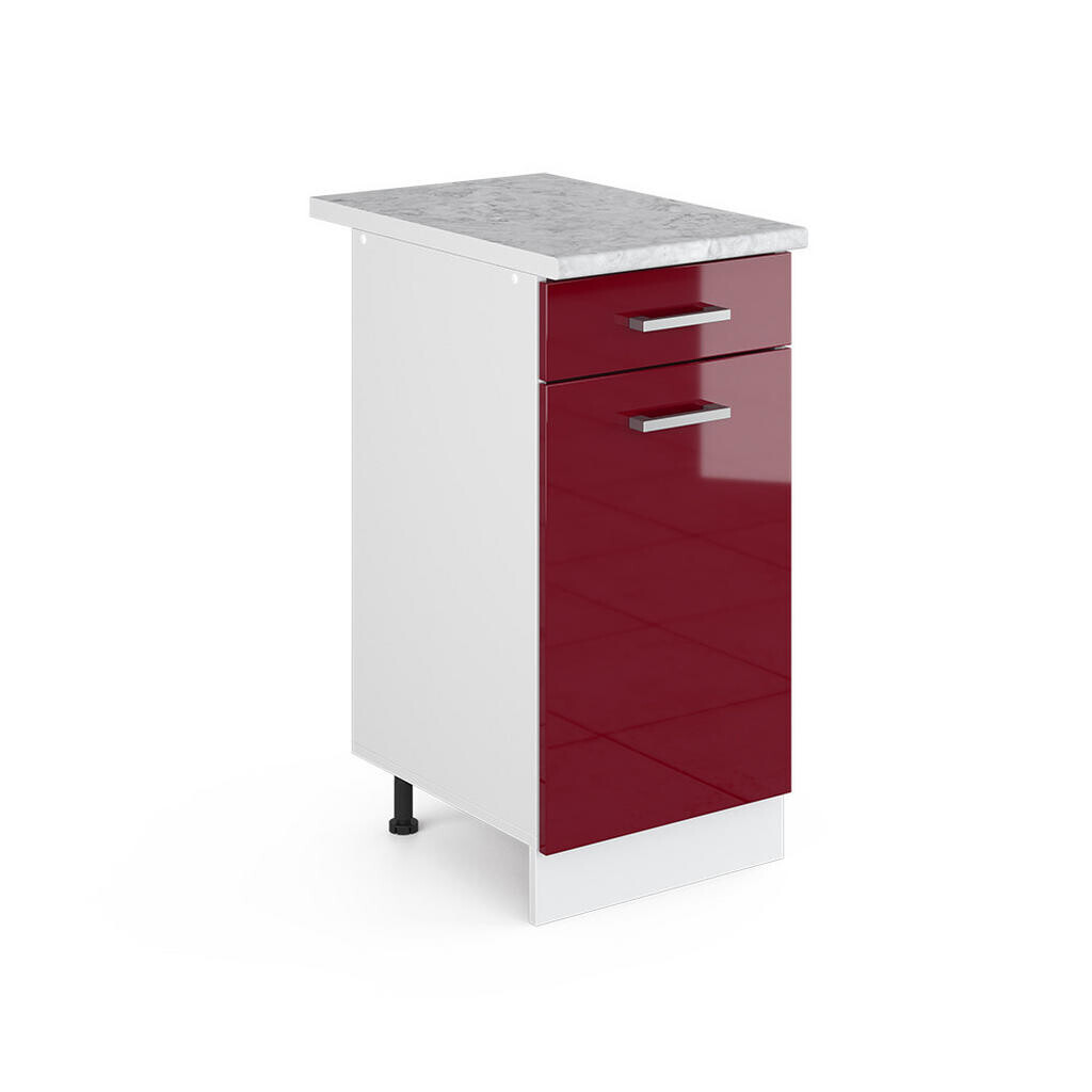 Vicco UNIVERZÁLNÍ ZÁKLADNÍ JEDNOTKA R-Line Bordó červená vysoký lesk 40 cm se zásuvkou, s pracovní deskou