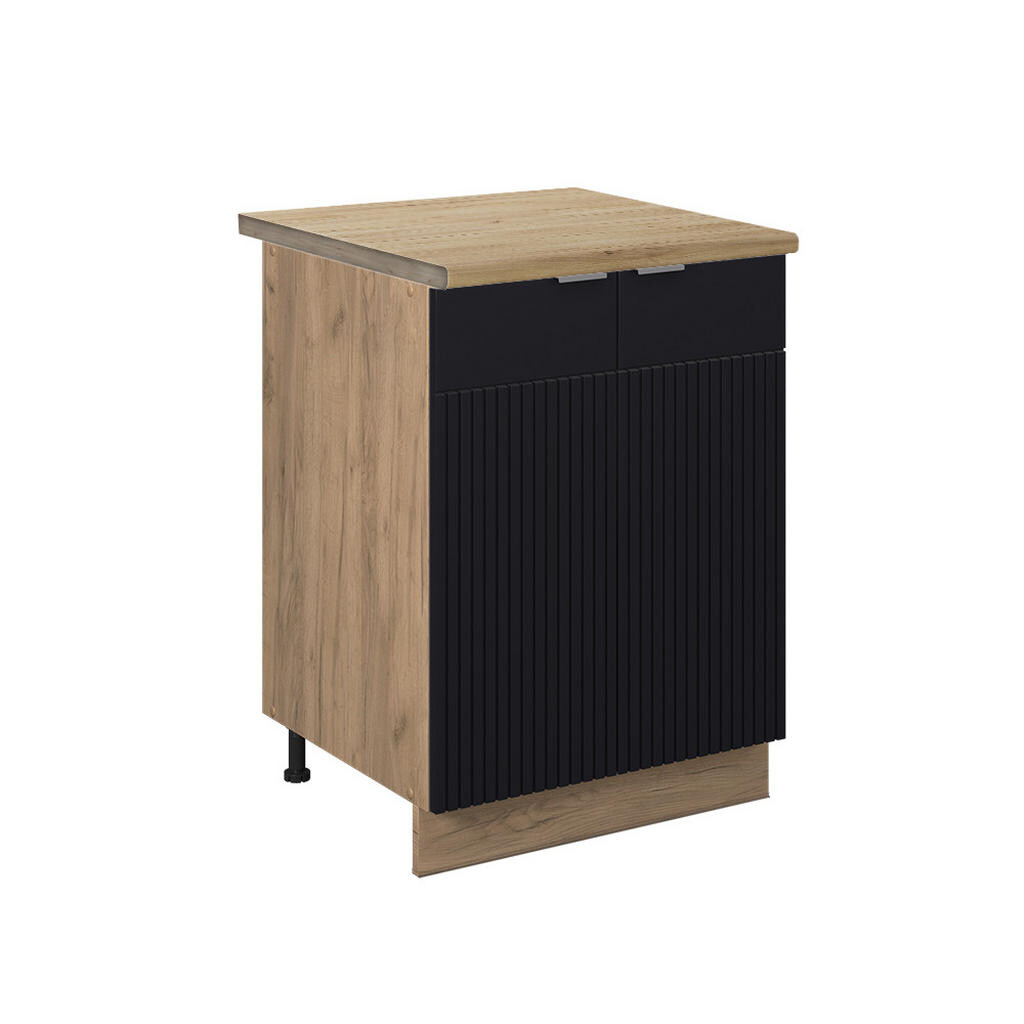 Vicco SPODNÍ SKŘÍŇKA KUCHYŇSKÉ LINKY Fame-Line Černý pruhovaný 60 cm , PD Dub