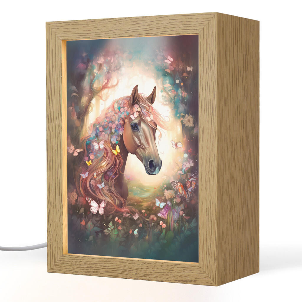 OnlyWow NOČNÍ LAMPIČKA Kůň - Příroda - Květiny - Motýli - Les 15x20 cm