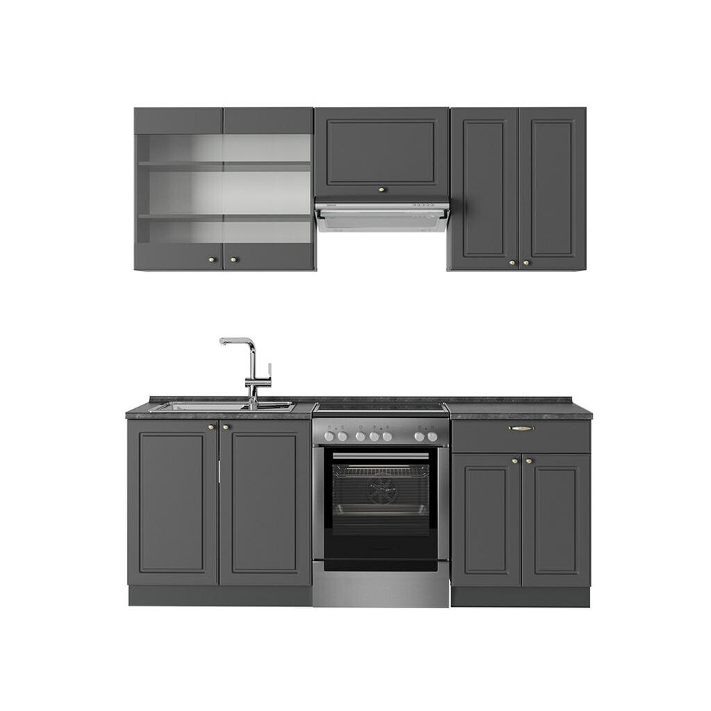 Vicco KUCHYŇSKÝ KOUT Fame-Line Anthrazit-Gold Landhaus 200 cm , PD Antracit