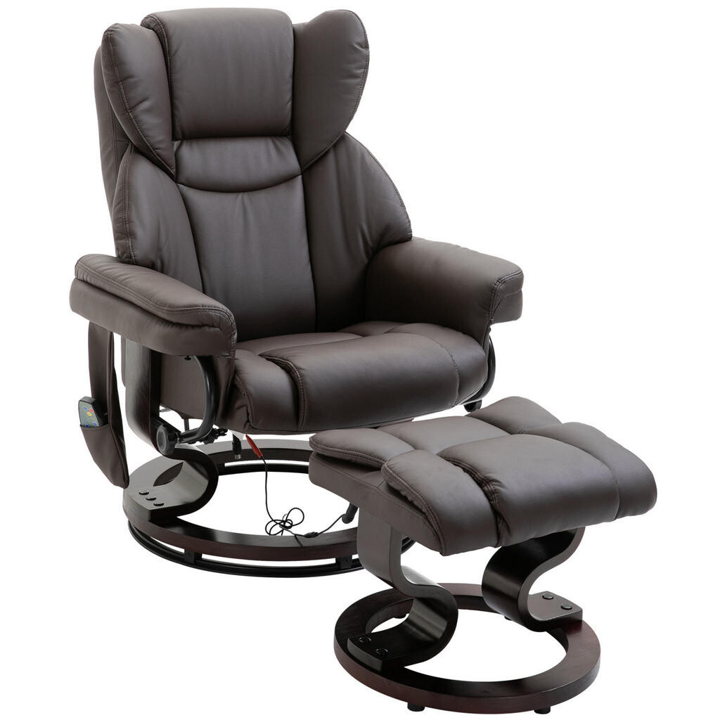 OKWISH RELAXAČNÍ křeslo 79/82/101 cm hnědé z oceli s masážní a polohovací funkcí
