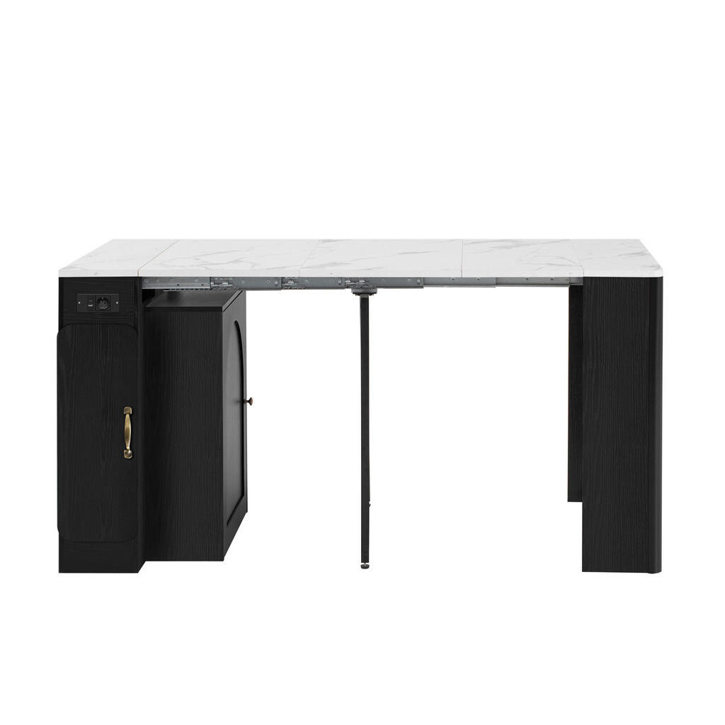Redom KUCHYŇSKÝ ostrůvek 83/39,6-79,6-119,6-149,6/77 cm s LED osvětlením, zásuvkou USB/Type-C a úložným prostorem, Bílá/Černá