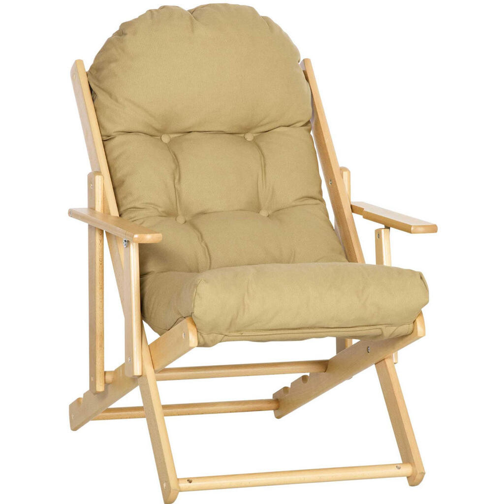 Redom POLOHOVACÍ relaxační křeslo 71/89/96 cm, skládací, 3 polohy, bukové dřevo a měkké polstrování, Hnědá
