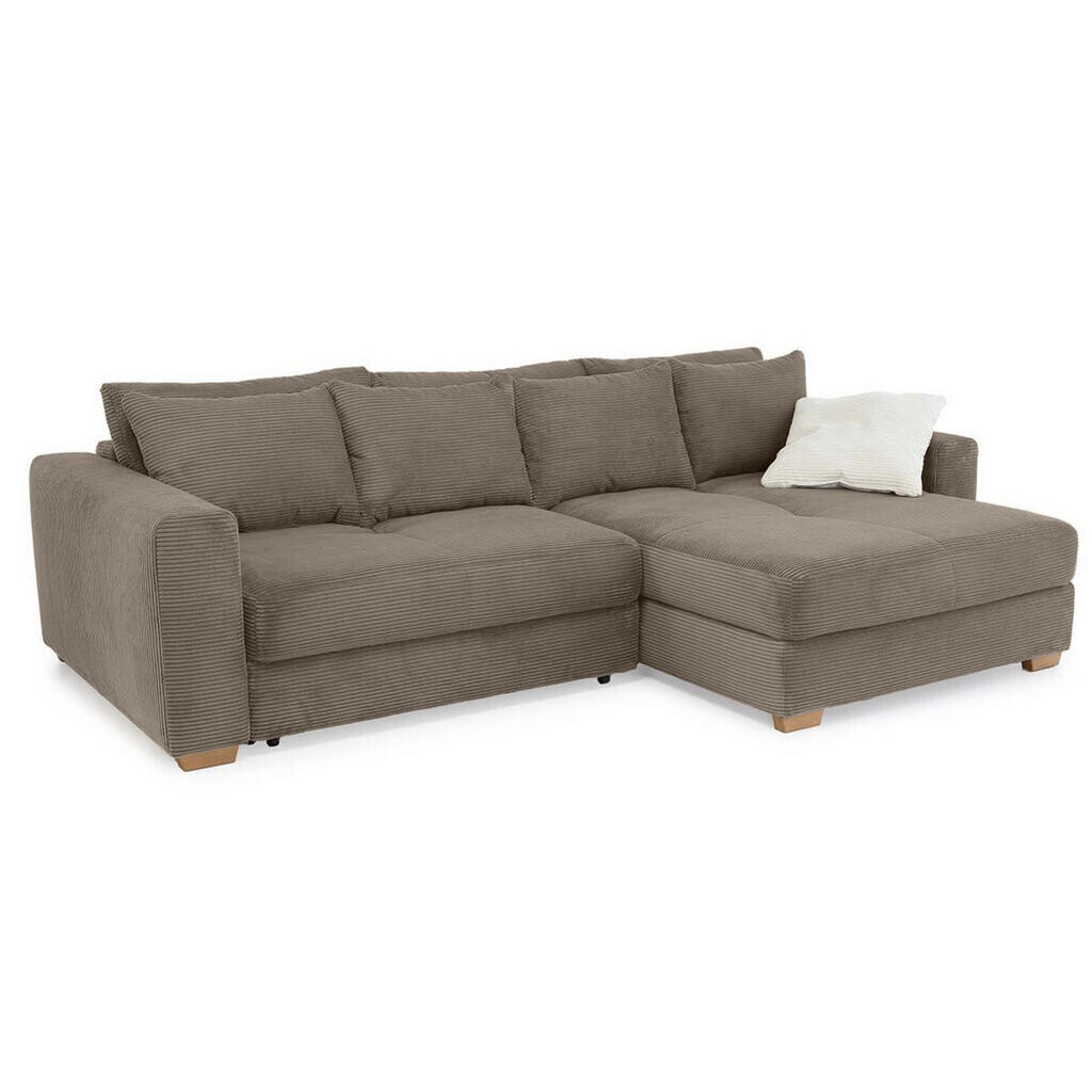 luma-home ROHOVÁ POHOVKA – postel s pružinovým jádrem a úložným prostorem, 288 × 186 × 86 cm (Š×H×V), kordová látka hnědá taupe / 15155