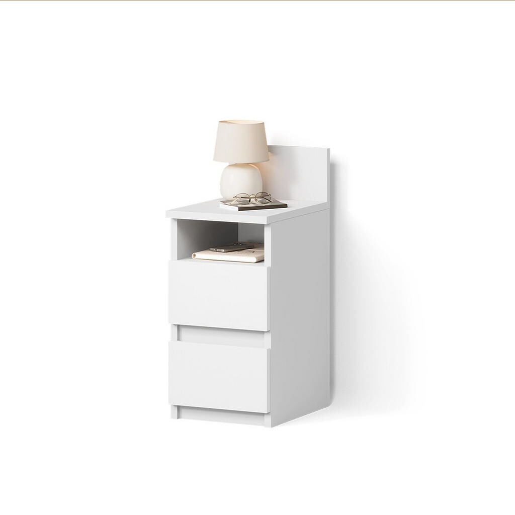 Livinity® NOČNÍ STOLEK Roya, Bílá, 25 x 59.1 cm se 2 zásuvkami