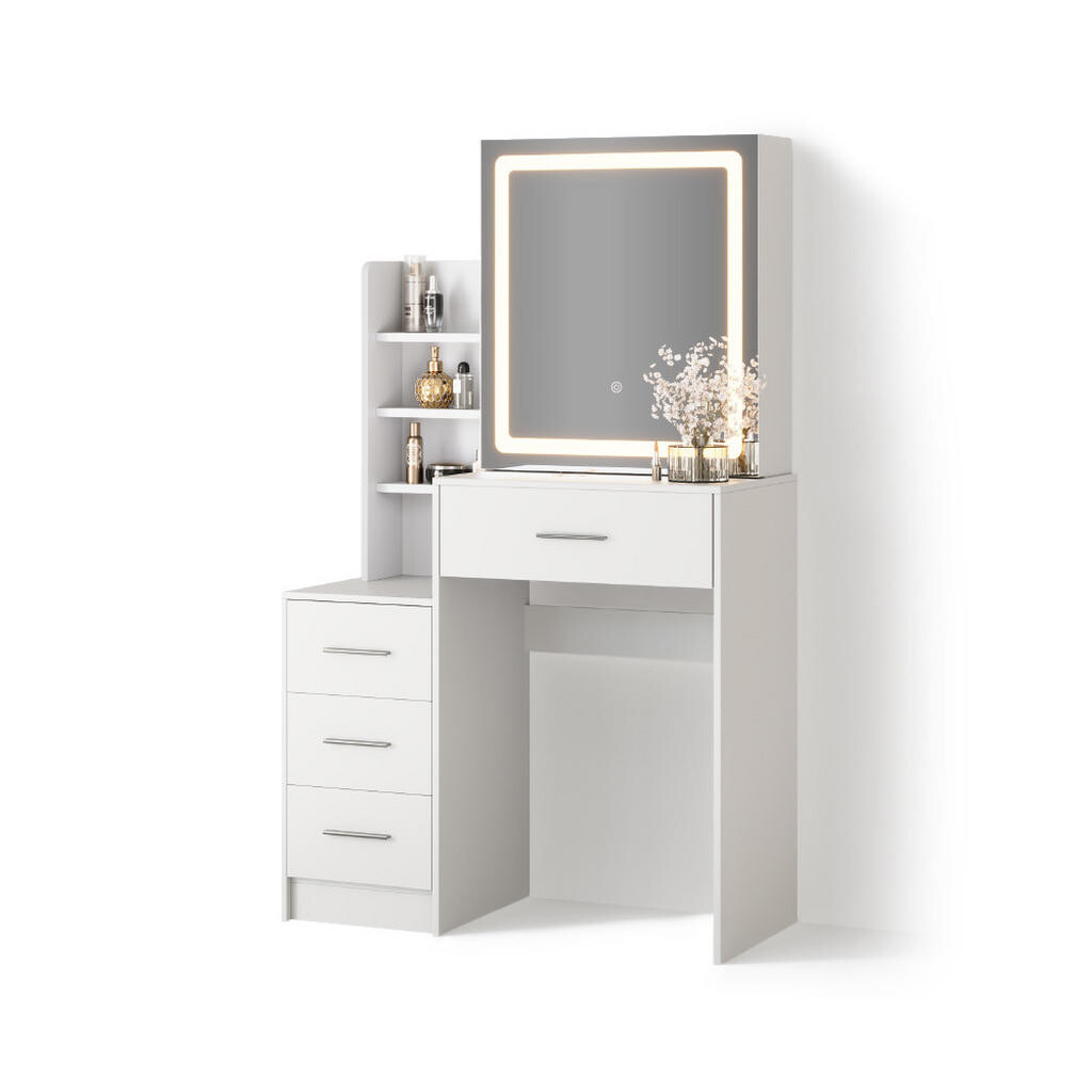 Livinity® TOALETNÍ STOLEK Monza Bílá 80 cm se zrcadlem LED