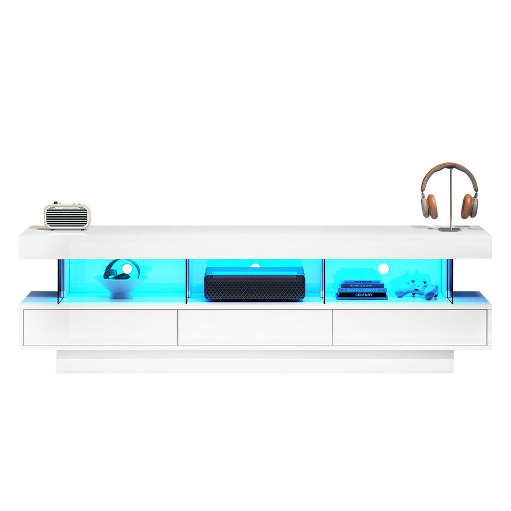 FLIEKS KOMODA POD TELEVIZI 160 cm Lesk LED App Ovládání Sklo