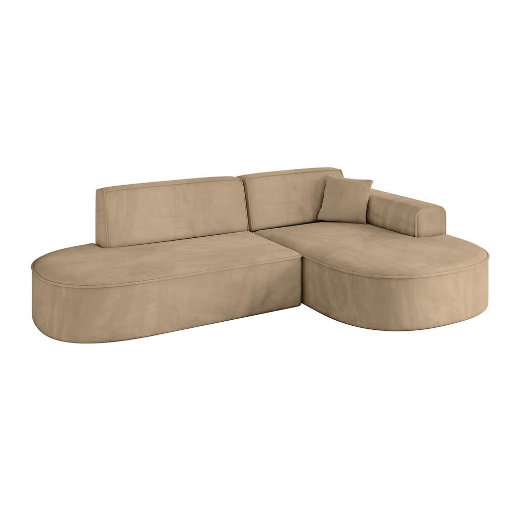 ALTDECOR ROHOVÁ SEDACÍ SOUPRAVA s otomanem vpravo MARI-L1 – 243 x 171 x 79 cm, šedohnědá, velur